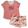 Top 10 ⭐ Pajamas 👩 Womens Danskin Self Love Screen Tee & Paperbag Shorts Pajama Set ✨