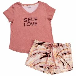 Top 10 ⭐ Pajamas 👩 Womens Danskin Self Love Screen Tee & Paperbag Shorts Pajama Set ✨