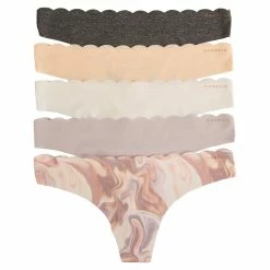 Outlet 😍 Womens Danskin 5pk. Scallop Laser Thong Panties - DS9904-5PKAS ❤️