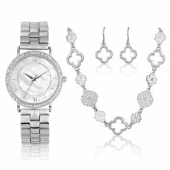 Discount 🌟 Daisy-Fuentes Jewelry & ⌚ Watches 👩 Womens Daisy Fuentes ⌚ Watch Necklace & Earring Set - DF162SV 🎁