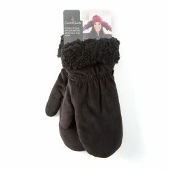Discount 👏 Cuddl-Duds Accessories 👩 Womens Cuddl Duds® Velour Mittens With Faux Fur 😉