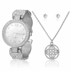 Budget 🎉 Daisy-Fuentes Jewelry & ⌚ Watches 👩 Womens Daisy Fuentes ⌚ Watch Necklace & Earring Set - DF168SV 🌟