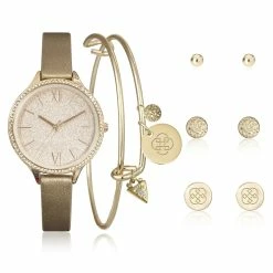 Top 10 ❤️ Daisy-Fuentes Jewelry & ⌚ Watches 👩 Womens Daisy Fuentes ⌚ Watch Bracelet & Earring Set - DF167GD 🎁