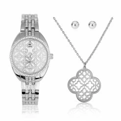 Buy 🎁 Daisy-Fuentes Jewelry & ⌚ Watches 👩 Womens Daisy Fuentes ⌚ Watch Necklace & Earring Set - DF164SV 🛒
