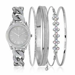 Coupon 🔥 Daisy-Fuentes Jewelry & ⌚ Watches Daisy Fuentes ⌚ Watch And Bracelet Set - DF174SV 🧨