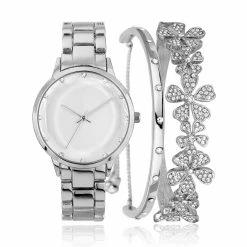 Buy 🛒 Daisy-Fuentes Jewelry & ⌚ Watches Daisy Fuentes Metal Daisy ⌚ Watch & Bracelet Set - DF176SV 🎉
