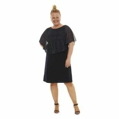Buy 😀 Connected-Apparel Clothing Plus Size Connected Apparel Metallic Poncho Shift 👗 Dress 😉