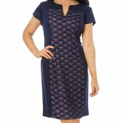 Top 10 🔥 Connected-Apparel Clothing Petite Connected Apparel Short Sleeve Eyelash Panel Sheath 👗 Dress 🔥 -Danskin Sales Store unnamed file 215