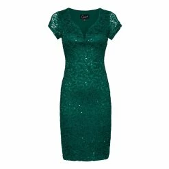 Cheapest 🧨 Connected-Apparel Clothing Petite Connected Apparel Short Sleeve Sequin Lace 👗 Dress 🔔