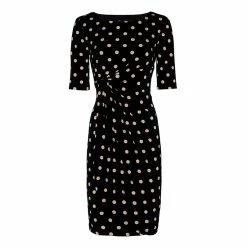 Discount ❤️ Connected-Apparel Clothing 👩 Womens Connected Apparel Elbow Sleeve Dot ITY A Line 👗 Dress 🎁