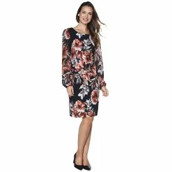 Top 10 ❤️ Connected-Apparel Clothing 👩 Womens Connected Apparel Chiffon Long Sleeve Floral ITY 👗 Dress 🎉