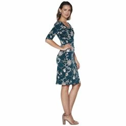 Discount ✨ Connected-Apparel Clothing 👩 Womens Connected Apparel Elbow Sleeve Drape Neck Floral ITY 👗 Dress 💯 -Danskin Sales Store unnamed file 291
