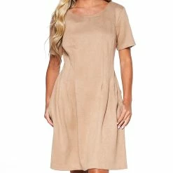 Deals 😉 Connected-Apparel Clothing 👩 Womens Connected Apparel Short Sleeve Faux Suede Pocket 👗 Dress 👍 -Danskin Sales Store unnamed file 303