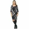 Cheapest 🤩 Connected-Apparel Clothing 👩 Womens Connected Apparel 3/4 Button Trim Sleeve Plaid 👗 Dress 🥰