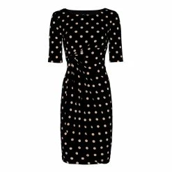 Wholesale 🥰 Connected-Apparel Clothing Petite Connected Apparel Elbow Sleeve Dot Side Ruched 👗 Dress 😉