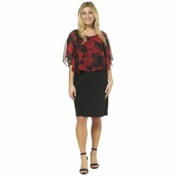 Coupon 🔥 Connected-Apparel Clothing Petite Connected Apparel Floral Overlay 👗 Dress ✔️