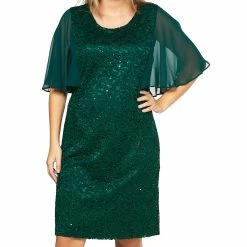 Best deal 🤩 Connected-Apparel Clothing Plus Size Connected Apparel Flutter Sleeve Sequin Lace 👗 Dress ⌛ -Danskin Sales Store unnamed file 400