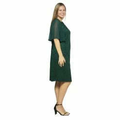 Best deal 🤩 Connected-Apparel Clothing Plus Size Connected Apparel Flutter Sleeve Sequin Lace 👗 Dress ⌛ -Danskin Sales Store unnamed file 401