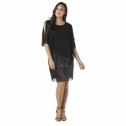 Best reviews of ✨ Connected-Apparel Clothing Petite Connected Apparel Asymmetric Capelet Metallic Knit 👗 Dress 😍