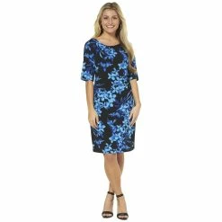Best reviews of ⌛ Connected-Apparel Clothing Petite Connected Apparel Elbow Sleeve Floral Ity Side Slit 👗 Dress ⌛