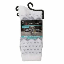 Wholesale 😉 Cuddl-Duds 🧦 Socks & Hosiery 👩 Womens Cuddl Duds® 2pk. Cozy Zig-Zag Snowflake Crew 🧦 Socks - Ivory 👍