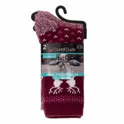 Deals ✔️ Cuddl-Duds 🧦 Socks & Hosiery 👩 Womens Cuddl Duds® 2pk. Reindeer Fair Isle 🧦 Socks 🌟