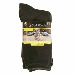 Hot Sale ⌛ Cuddl-Duds 🧦 Socks & Hosiery 👩 Womens Cuddl Duds® 6pk. Solid Flat Knit Crew 🧦 Socks 🤩