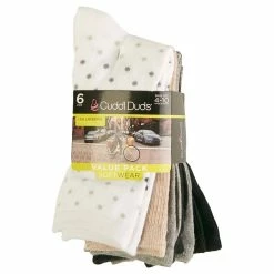 New 🎁 Cuddl-Duds 🧦 Socks & Hosiery 👩 Womens Cuddl Duds® 6pk. Ombre And Dots Crew 🧦 Socks - Basic 😀