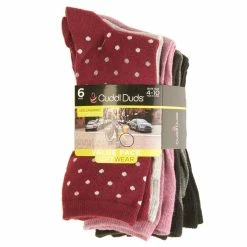 Wholesale 🎉 Cuddl-Duds 🧦 Socks & Hosiery 👩 Womens Cuddl Duds® 6pk. Ombre And Dots Crew 🧦 Socks - Dark Pink 🤩