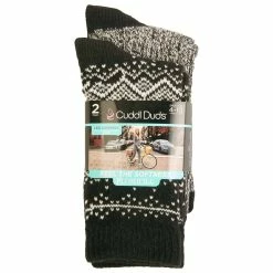 Hot Sale ✨ Cuddl-Duds 🧦 Socks & Hosiery 👩 Womens Cuddl Duds® 2pk. Fair Isle Twist Rib Boot Crew 🧦 Socks 👍