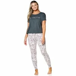 Best deal 🔥 Pajamas 👩 Womens Danskin Peached Born To Be Authentic Screened Pajama Set 🥰