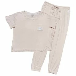 Discount 🛒 Pajamas 👩 Womens Danskin Ecovero Peached Relaxed Tee And Joggers Pajama Set 🌟