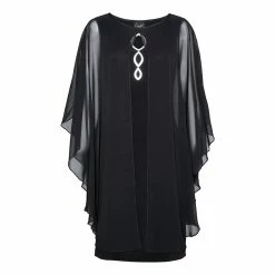 Hot Sale 🎉 Connected-Apparel Clothing Plus Size Connected Apparel Capelet Overlay Rhinestone 👗 Dress 🤩