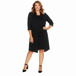 Cheap 😀 Connected-Apparel Clothing Plus Size Connected Apparel Long Sleeve Rib Knit Jacket 👗 Dress ⌛