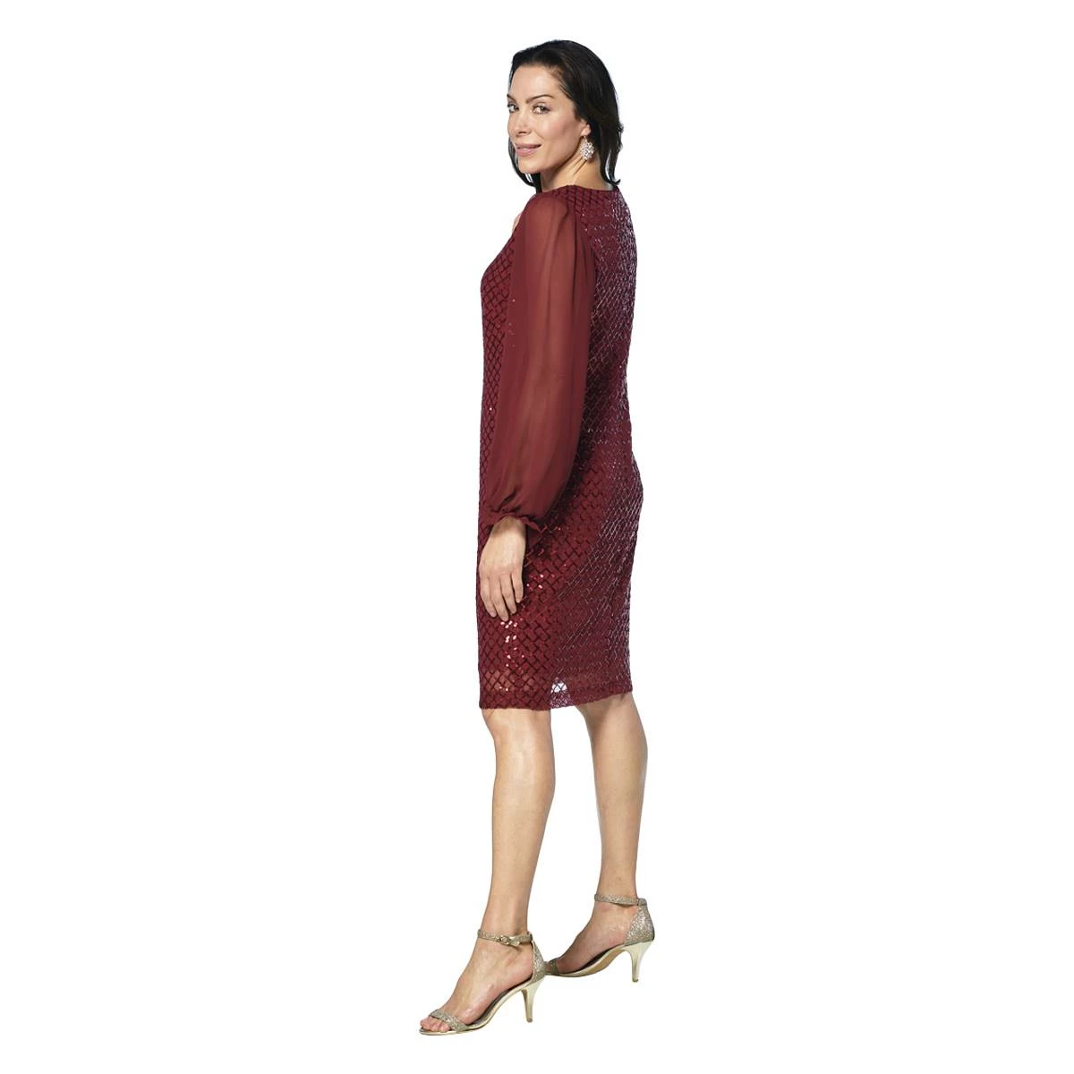 Best Sale ๐ Connected-Apparel Clothing ๐ฉ Womens Connected Apparel Long Sleeve Sheer Sleeve Sequin ๐ Dress ๐ 6 Best Sale ๐ Connected-Apparel Clothing ๐ฉ Womens Connected Apparel Long Sleeve Sheer Sleeve Sequin ๐ Dress ๐ - Image 4